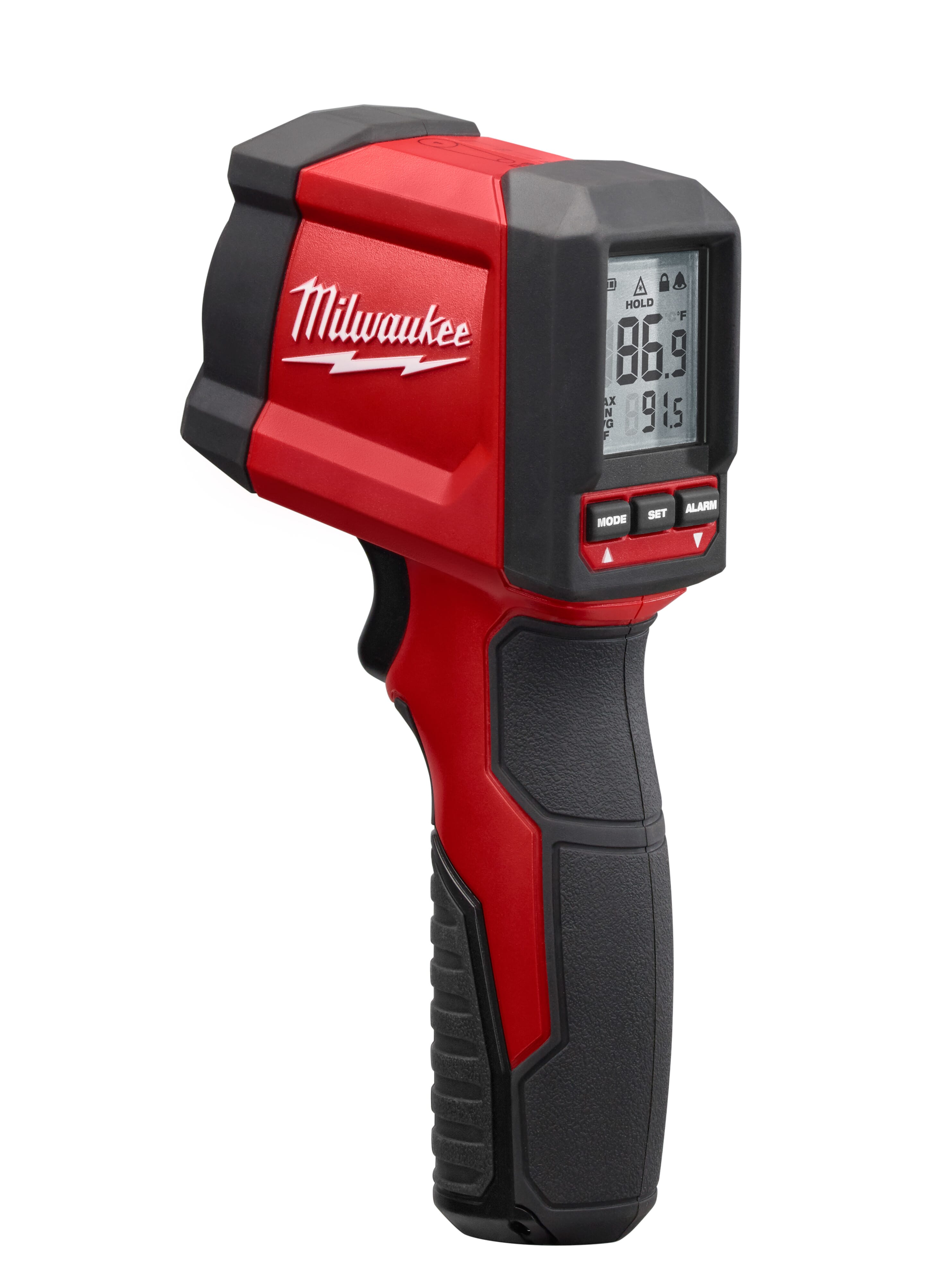 Milwaukee® 2267-20 Infrared Thermometer, -22 to 1022 deg F, +/-2 % Accuracy, 10:1 Focus Spot, 0.95 Fixed, 9 VDC Alkaline Battery